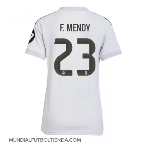 Camiseta Real Madrid Ferland Mendy #23 Primera Equipación Replica 2025-26 para mujer mangas cortas Camiseta Real Madrid Ferland Mendy #23 Primera Equipación Replica 2025-26 para mujer mangas cortas